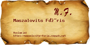 Maszalovits Fóris névjegykártya